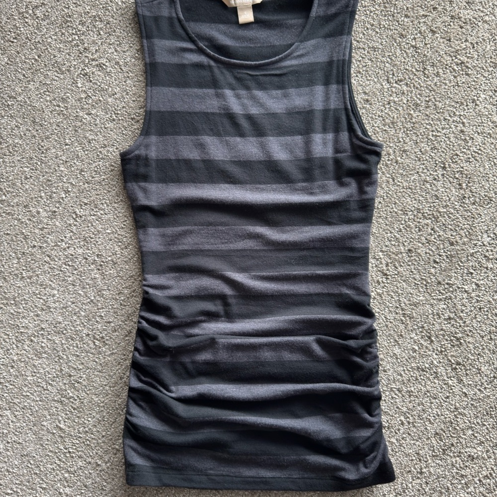 Banana Republic Gray Fitted Ruched Tank Top
